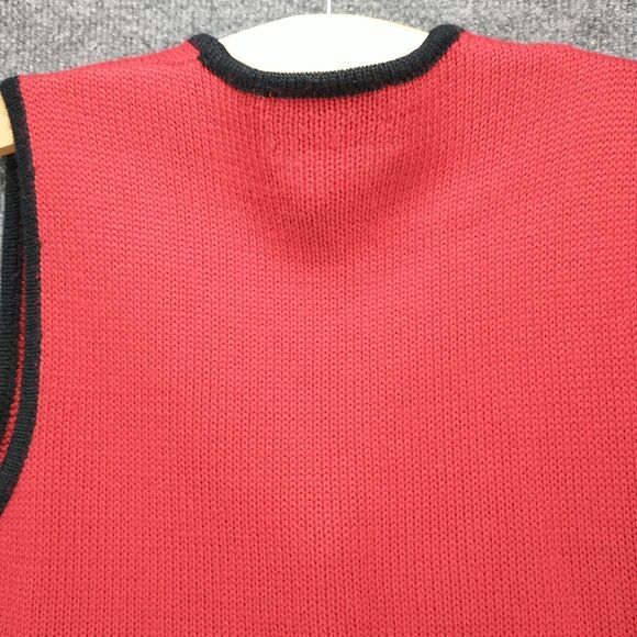 Talbots Womens Knit Sweater Vest Red SZ PP Button Front V-Neck Cropped Vintage - Picture 6 of 11